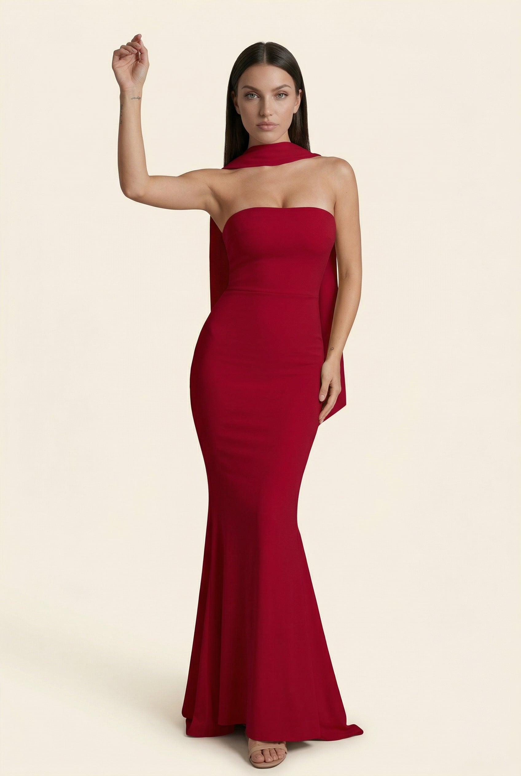 Gia Scarf-Neck Gown