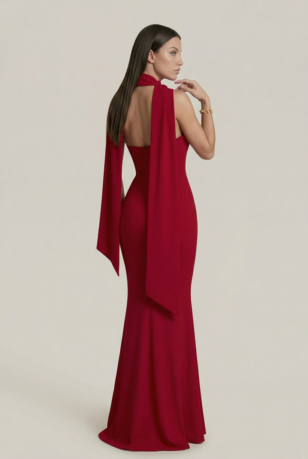 Gia Scarf-Neck Gown