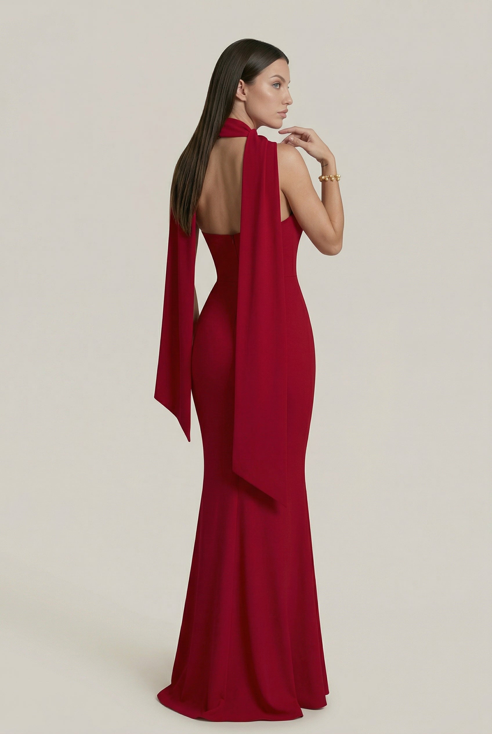 Gia Scarf-Neck Gown