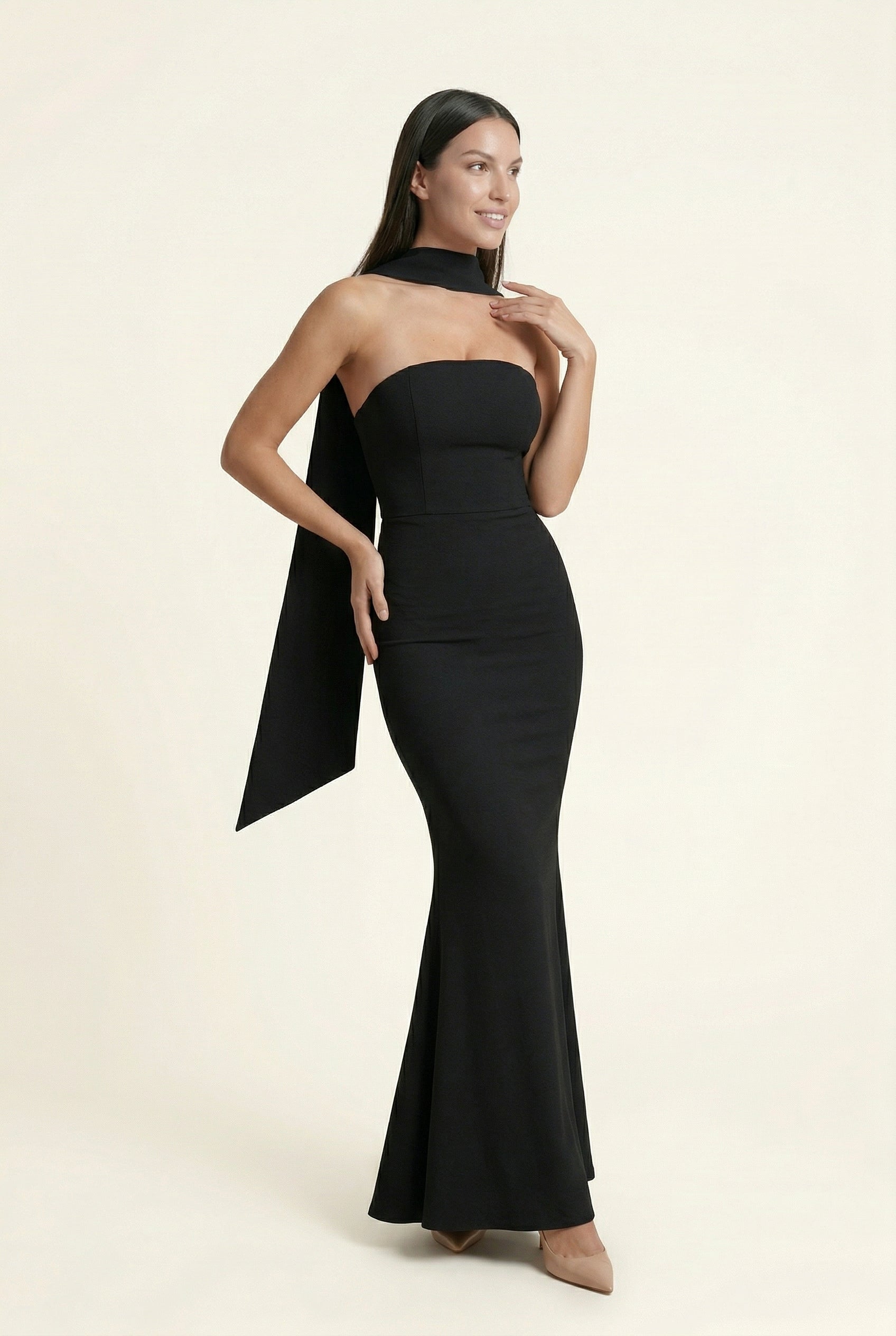 Gia Scarf-Neck Gown