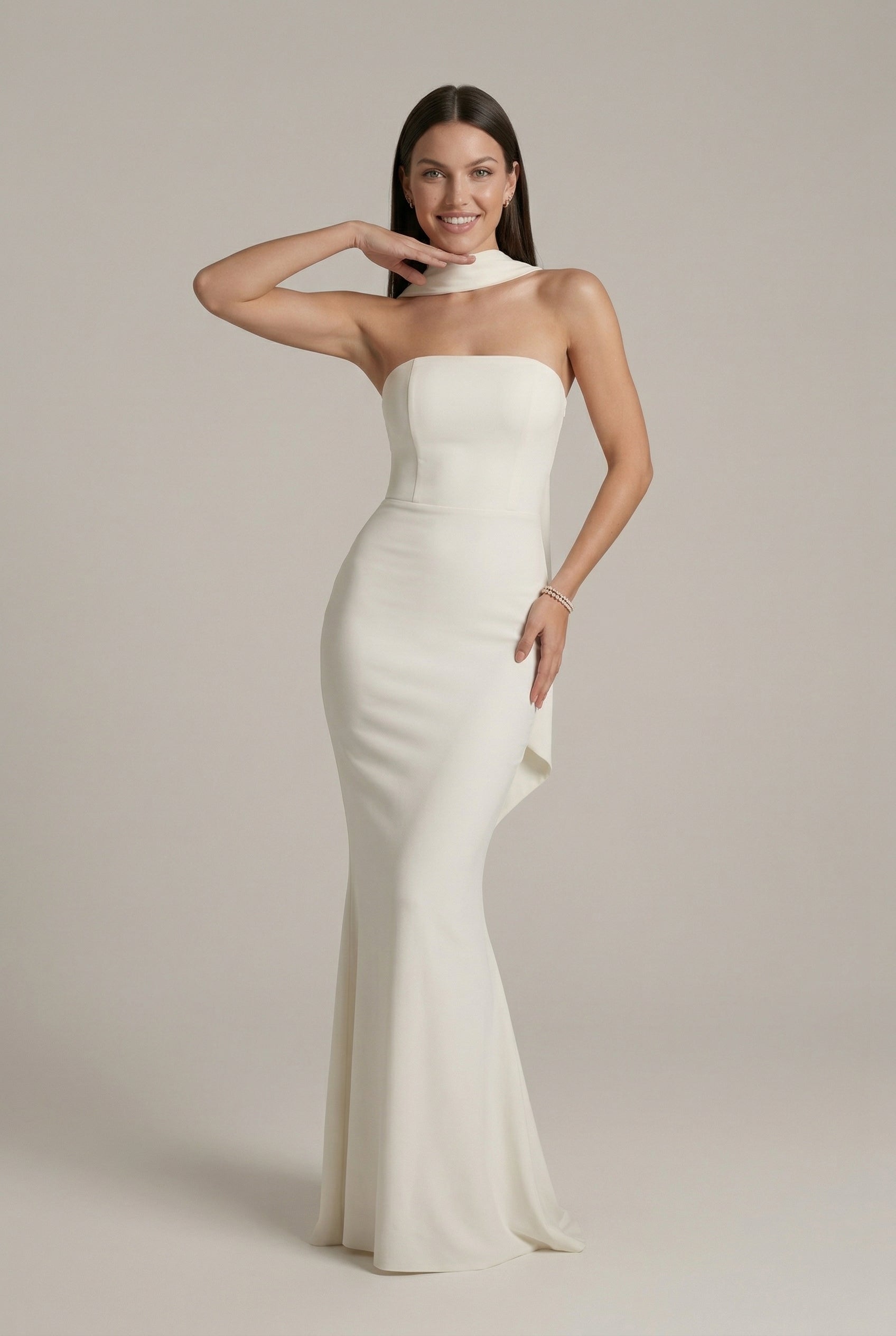 Gia Scarf-Neck Gown