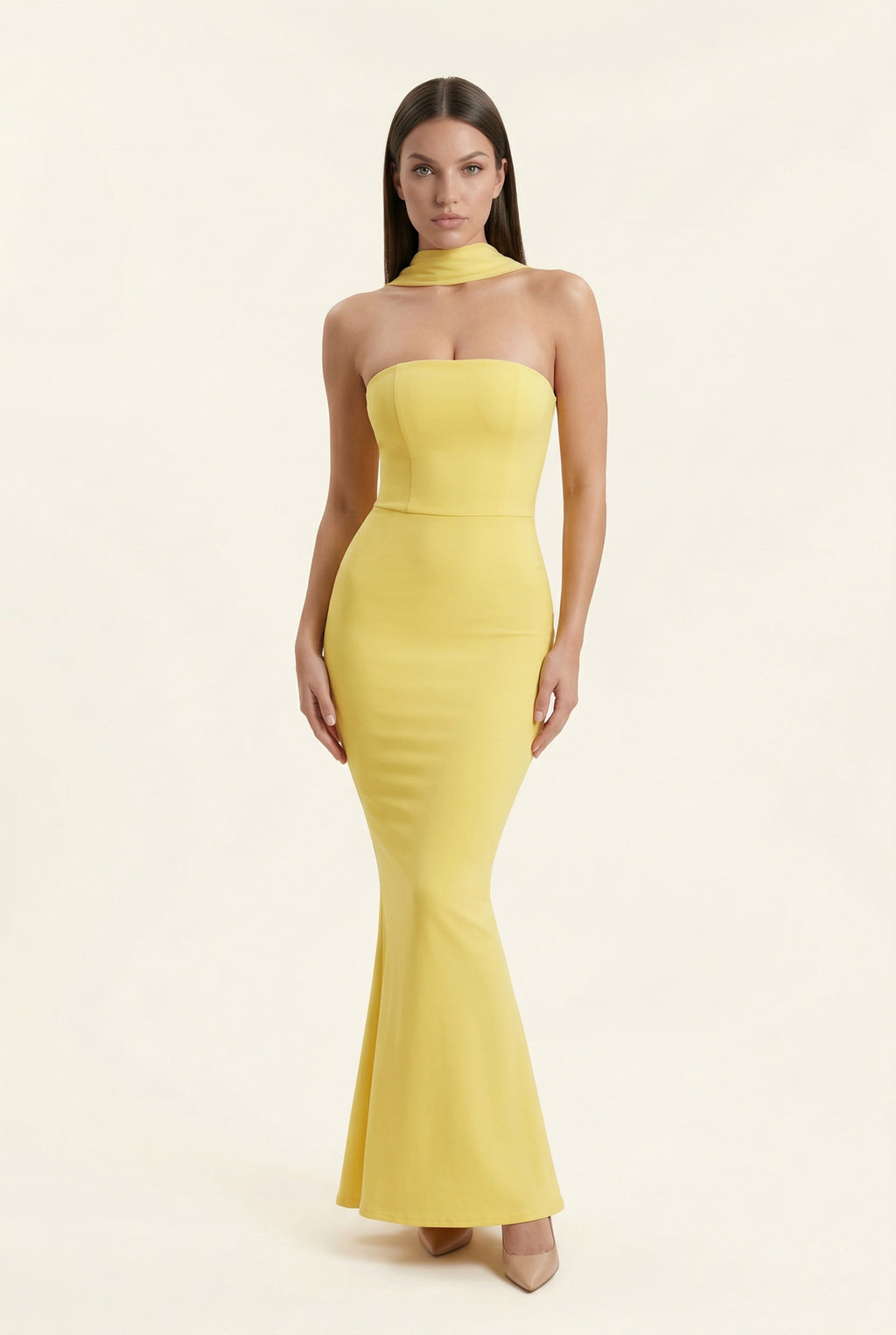 Gia Scarf-Neck Gown